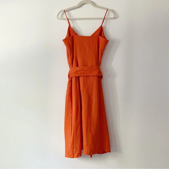 Joie Carnell Buttoned Midi Belted Linen Dress in Warm Terracotta - Picture 5 of 7